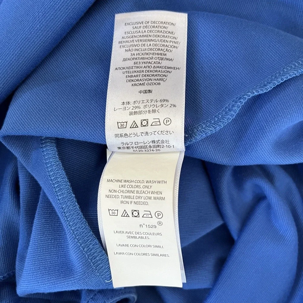 Polo Ralph Lauren Dress Girls Size 12 Blue Short Sleeve Ruffle Hem Casual